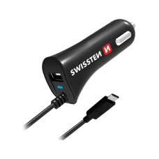 SWISSTEN Auto punjač TIP C sa kablom + USB 2,4A